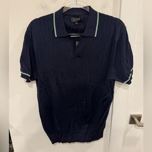 The Tie Bar Navy Polo with Green Trim
